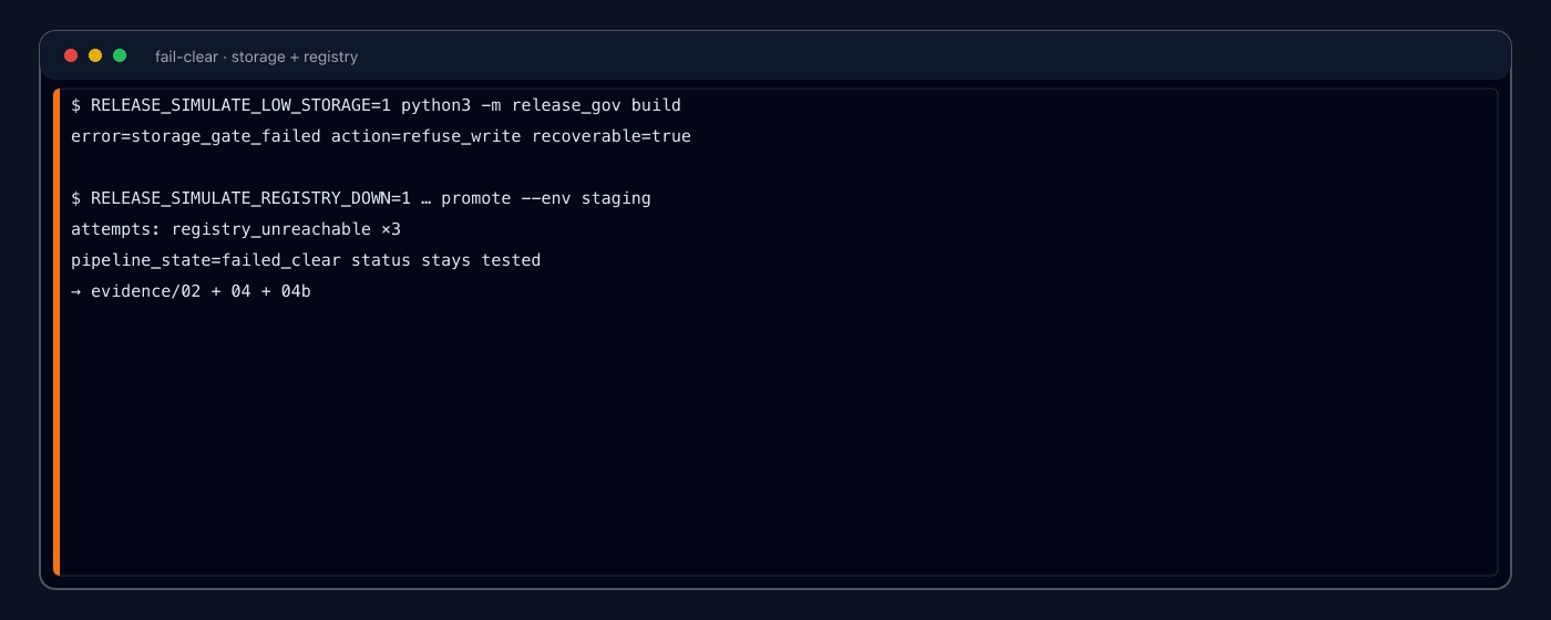 Storage refuse and registry unreachable fail-clear